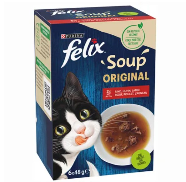 Purina Felix Soup Original marhával csirkével báránnyal 6x48 g