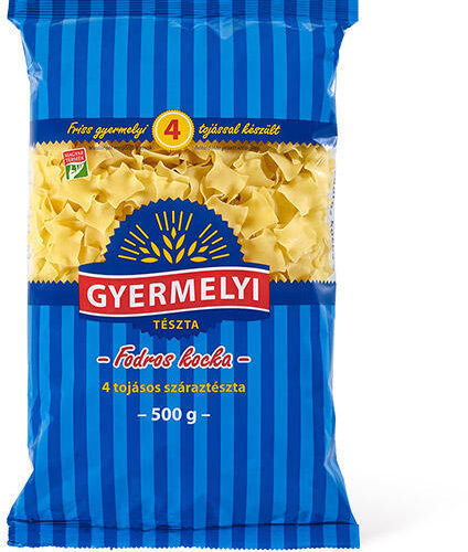 Gyermelyi 4 Tojásos Fodros Kocka száraztészta 500 g