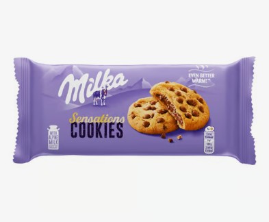 Milka Sensations keksz alpesi tejcsokoládé darabokkal és töltelékkel 156 g