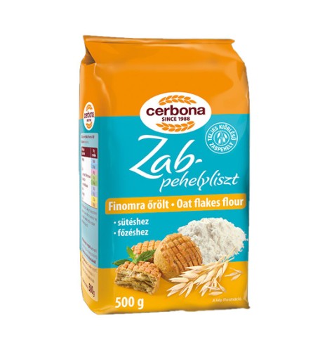 Cerbona zabpehelyliszt, finomra őrölt 500g