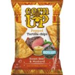Corn Up, teljes kiőrlésű sárga kukorica Tortilla chips, marhahús és mustár ízesítéssel, 60g