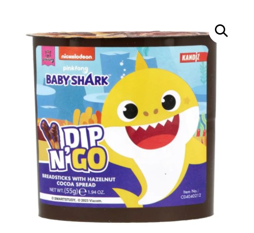Baby Shark Dip N’ Go Kakaós mogyorókrém és ropogós pálcikák 55g