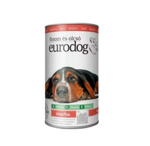 Eurodog kutyakonzerv 1240g Marhával