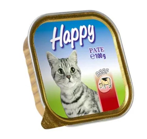 Happy pate alutálcás macskaeledel, marha ízesítéssel 100g