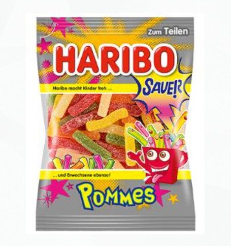 Haribo HARIBO Pommes(Savanyú sült krumpli)Gyümölcsízű gumicukorka 100 g
