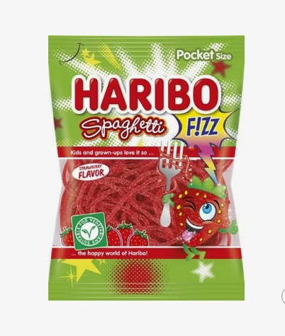 Haribo Spaghetti Strawberry Gyümölcsízű gumicukorka 80 g