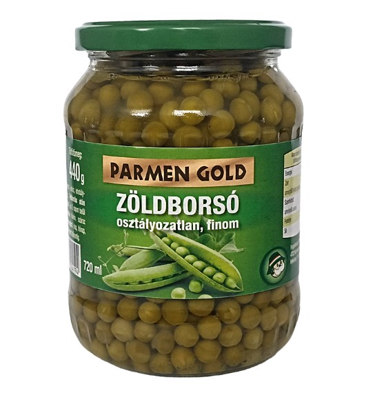 Parmen Gold finom zöldborsó 660 g üveges