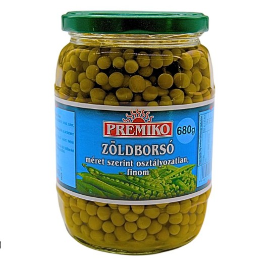 Premiko zöldborsó üveges 680 g