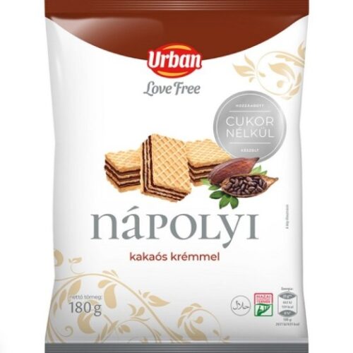 Urban Love Free kakaós krémmel töltött ostya 180 g édesítőszerrel