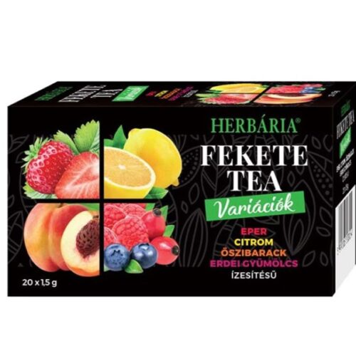 Fekete tea HERBÁRIA erdei gyümölcs-barack-citrom-eper mix 20 filter/doboz