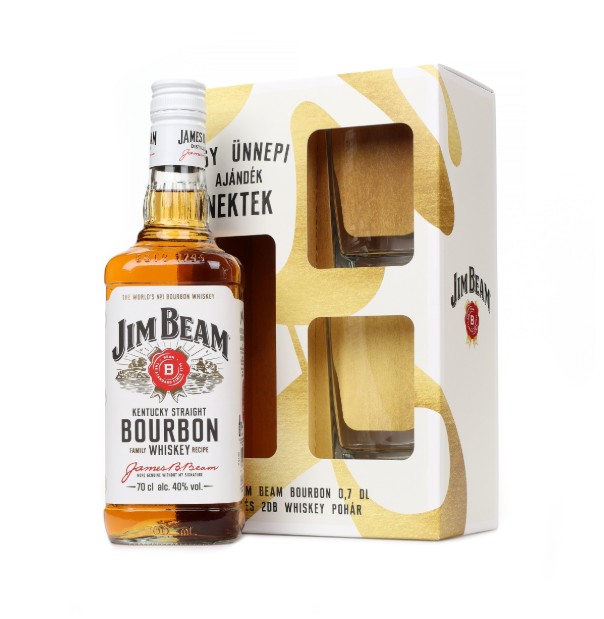 Jim Beam Bourbon whiskey + 2 db pohár 40% 0,7l