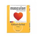 Masculan Ribbed+Dotted (Type 3), bordázott gumióvszer 3db