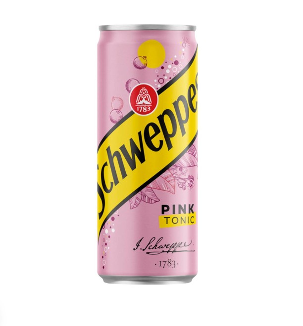 Schweppes Pink Tonic szénsavas üdítőital cukorral és édesítőszerekkel fémdobozos 0,33l