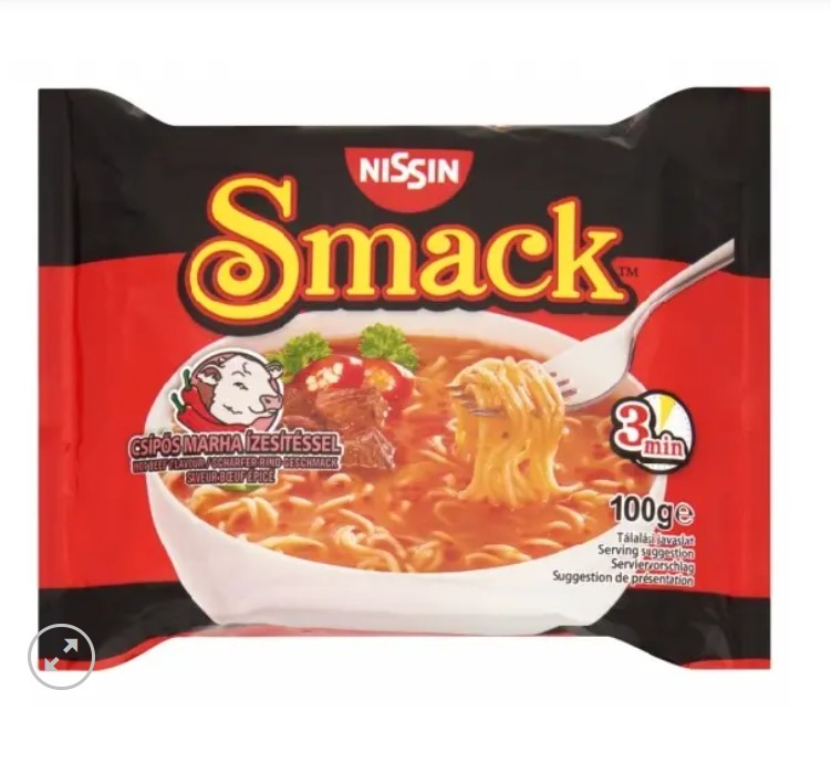 Nissin Smack instant tésztaleves csípős marha ízesítéssel 100g