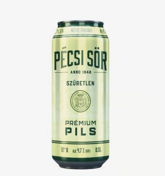 Pécsi Prémium szűretlen pils 4,7% 0.5l DRS
