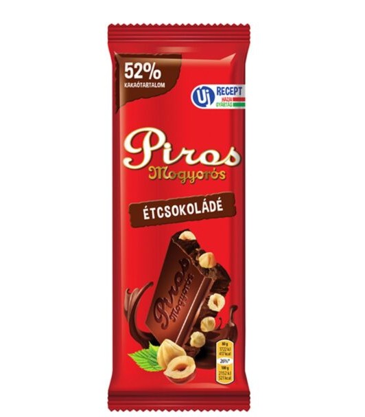 Piros Mogyorós étcsokoládé egész mogyoróval 80g